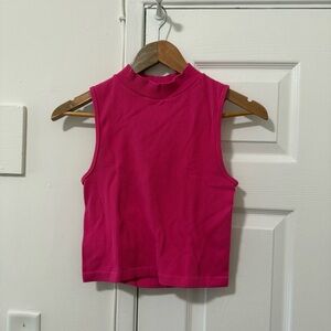 Stradivarius Fuchsia Ribbed Crop Top